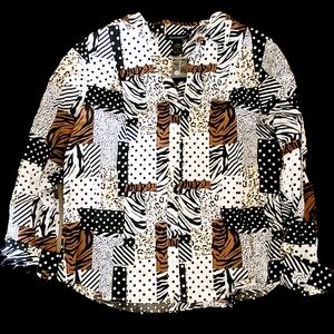 Animal Print Patchwork Blouse